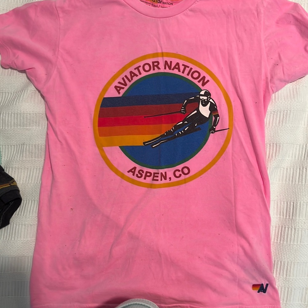 Preppy aviator nation shirt kids hot pink